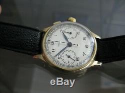 Rare Longines 13zn Chronograph 14k Flyback One Button 1935 Swiss Made Wristwatch