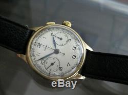 Rare Longines 13zn Chronograph 14k Flyback One Button 1935 Swiss Made Wristwatch