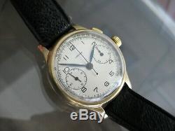 Rare Longines 13zn Chronograph 14k Flyback One Button 1935 Swiss Made Wristwatch