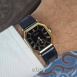 Rare Longines Octagon Small Second Black Dial L8464 Manual Swiss Watch Vintage