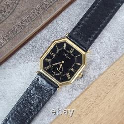 Rare Longines Octagon Small Second Black Dial L8464 Manual Swiss Watch Vintage