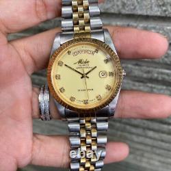 Rare MIDO President Day Date Diamond IindexQuartz Ocean Star Vintage Swiss Watch