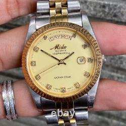 Rare MIDO President Day Date Diamond IindexQuartz Ocean Star Vintage Swiss Watch