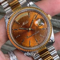 Rare MIDO President Day Date Honeycomb Dial Automatic ETA Vintage Swiss Watch