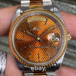 Rare MIDO President Day Date Honeycomb Dial Automatic ETA Vintage Swiss Watch