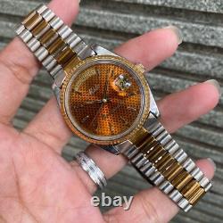 Rare MIDO President Day Date Honeycomb Dial Automatic ETA Vintage Swiss Watch