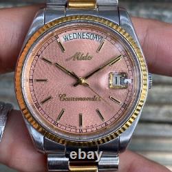 Rare MIDO President Day Date Salmon Dial Automatic ETA Vintage Swiss Men Watch