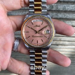 Rare MIDO President Day Date Salmon Dial Automatic ETA Vintage Swiss Men Watch