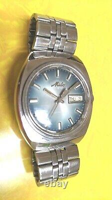 Rare Mens Large Vintage Mido Electronic Day Date Swiss Watch Running Well