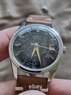 Rare Mexa Florida Incabloc ETA Automatic Black Dial Patina Swiss