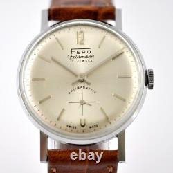 Rare Mint Fero Feldmann Watch Vintage Manual Wind Steel Swiss Made Working Well