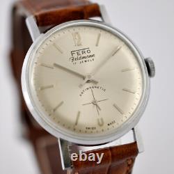 Rare Mint Fero Feldmann Watch Vintage Manual Wind Steel Swiss Made Working Well