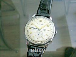 Rare Movado Cal. 475 Swiss Men's Triple Calendar Steel 15 Jewels Wristwatch