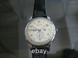 Rare Movado Cal. 475 Swiss Men's Triple Calendar Steel 15 Jewels Wristwatch