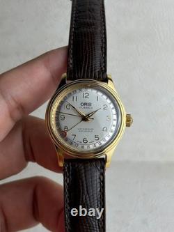 Rare Oris Pointer Date Gold Manual Winding 302-7285B 1990s Swiss Watch Vintage