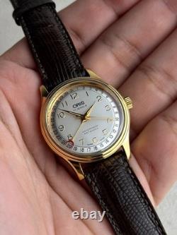 Rare Oris Pointer Date Gold Manual Winding 302-7285B 1990s Swiss Watch Vintage