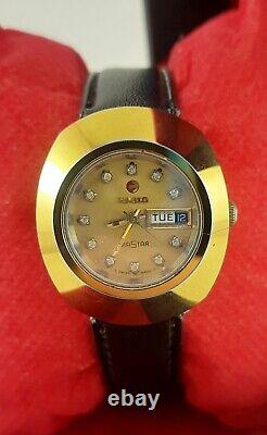 Rare Rado Diastar Vintage Swiss Made Day/date Lady Automatic Golden Wrist Watch