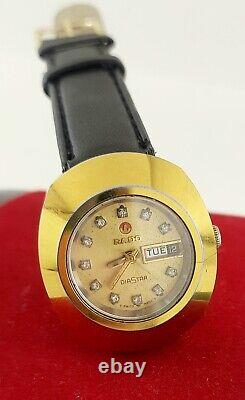 Rare Rado Diastar Vintage Swiss Made Day/date Lady Automatic Golden Wrist Watch