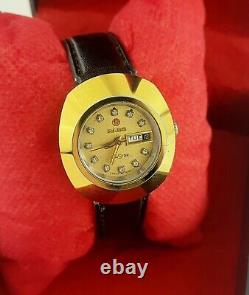 Rare Rado Diastar Vintage Swiss Made Day/date Lady Automatic Golden Wrist Watch