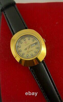 Rare Rado Diastar Vintage Swiss Made Day/date Lady Automatic Golden Wrist Watch