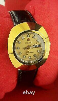 Rare Rado Diastar Vintage Swiss Made Day/date Lady Automatic Golden Wrist Watch