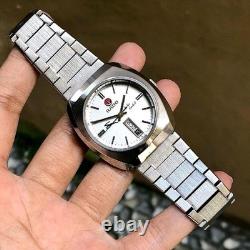 Rare Rado Sapphire Gazelle Day Date Silver Dial Automatic Swiss Vintage Watch
