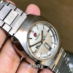 Rare Rado Sapphire Gazelle Day Date Silver Dial Automatic Swiss Vintage Watch