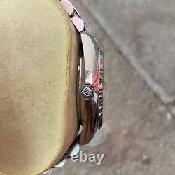 Rare Sandoz President Automatic ETA Swiss Silver Dial Day Date Vintage Watch Men