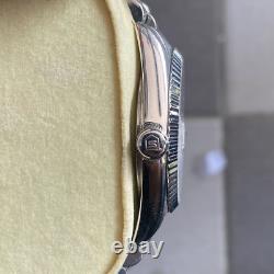 Rare Sandoz President Quartz Date Roman Index White Dial Swiss Vintage Watch Men