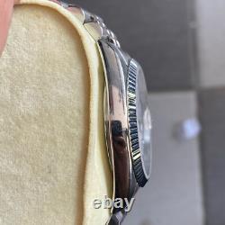 Rare Sandoz President Quartz Date Roman Index White Dial Swiss Vintage Watch Men