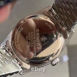 Rare Sandoz President Quartz Date Roman Index White Dial Swiss Vintage Watch Men