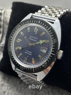 Rare Skin Divers Chanor Sous-Marine Blue Dial Vintage Swiss Watch 1970s