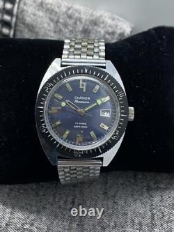 Rare Skin Divers Chanor Sous-Marine Blue Dial Vintage Swiss Watch 1970s