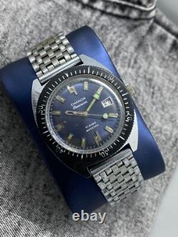 Rare Skin Divers Chanor Sous-Marine Blue Dial Vintage Swiss Watch 1970s