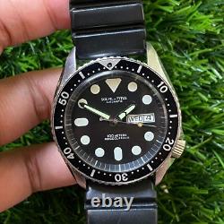 Rare Solvil et Titus Diver Automatic Black Dial Day Date Vintage Swiss Watch Men