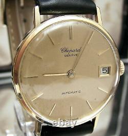 Rare Swiss Chopard Vintage 1960's Solid 18k Gold Watch With Date Lovely Dial