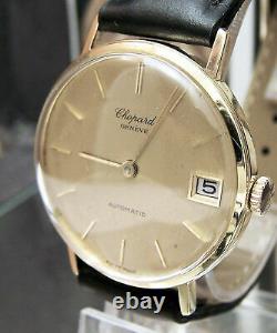 Rare Swiss Chopard Vintage 1960's Solid 18k Gold Watch With Date Lovely Dial