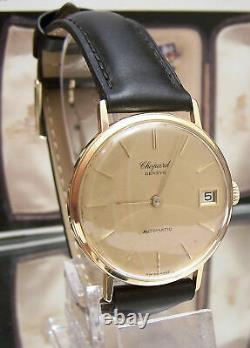 Rare Swiss Chopard Vintage 1960's Solid 18k Gold Watch With Date Lovely Dial