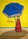 Rare Swiss Italian Campari Poster Umbrella On Beach 1950 Original On Linen