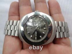 Rare Swiss Ss Vintage Gray Oval Dial Nino Day & Date Mens Automatic Wristwatch