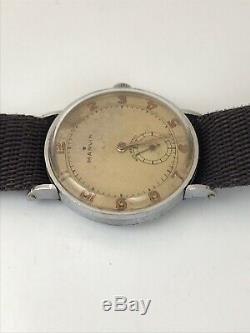 Rare Swiss Watch Men`s Marvin Big Case Style Militaire Calibre 510 Vintage