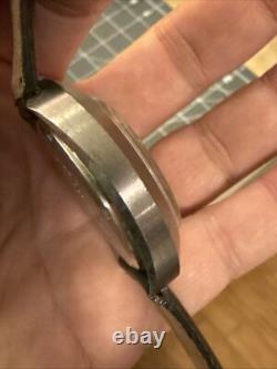Rare UFO Vintage Swiss Elgin Ellipse Watch Silver tone Men's leather Band Works