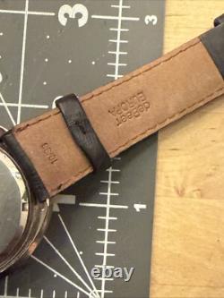 Rare UFO Vintage Swiss Elgin Ellipse Watch Silver tone Men's leather Band Works