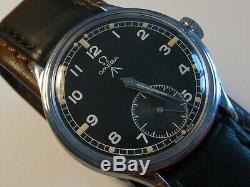 Rare Vintage 1944 Wwii Omega Cal. 30t2pc Military Raf Army Black Dial Swiss Watch