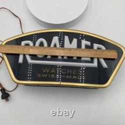 Rare Vintage 1950's Roamer Swiss Made Watches Light Up Sign Works! Free Shipping