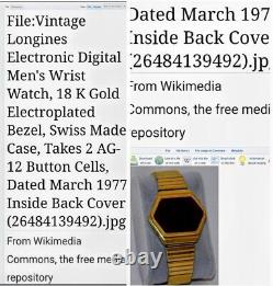 Rare Vintage 1970's Longines Electric Digital 18k Gp Men's Swiss Watch. 23700