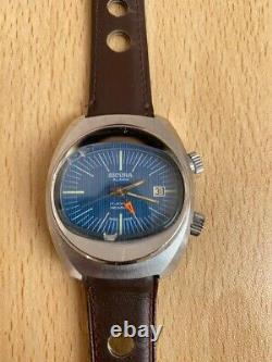 Rare Vintage 1970s Men's Sicura Alarm 17 Jewels Swiss Made Date 36mm Watch