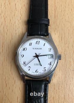 Rare Vintage 1970s Men's Tanis 17 Jewels Swiss Made Incabloc Date 33mm Watch