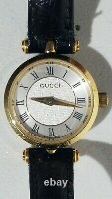 Rare Vintage 1978 Gucci Gold & Black Enameled Women's Swiss Watch