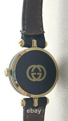 Rare Vintage 1978 Gucci Gold & Black Enameled Women's Swiss Watch